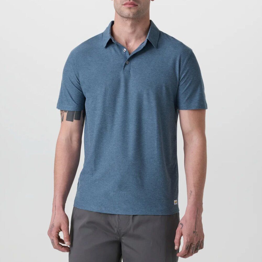 Men Vuori Strato Tech Polo Pool Blue Heather Size 3XL Athleisure Golf Sporty